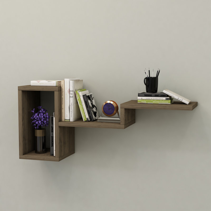 Emley 3 Piece Floating Shelf, Walnut