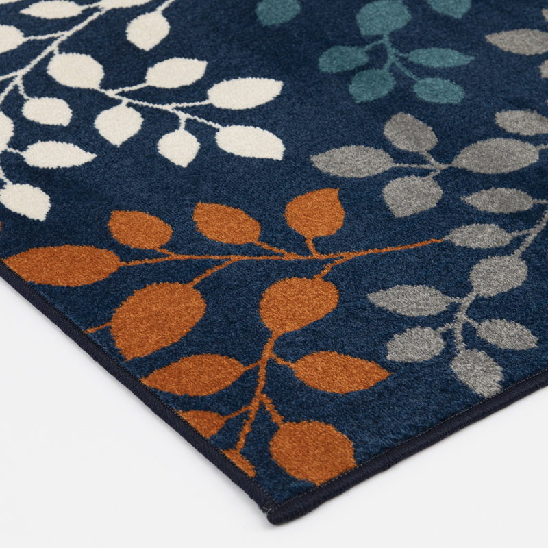 Tapis d'intérieur / extérieur bleu en polypropylène touffeté à la machine Ketchum, Rectangle 2 pi x 3 pi