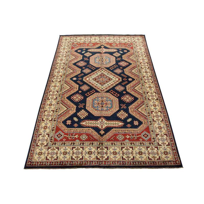 Tapis oriental fin en laine noué à la main 5 pi x 7 pi Kazak Fine