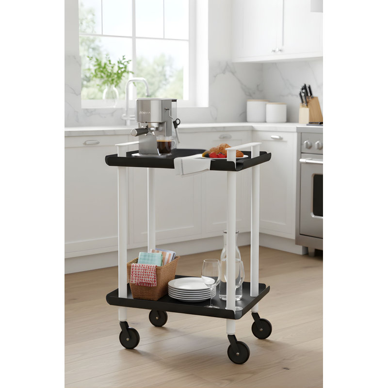 Zeigler Serving Cart, White, Black