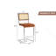 Ensemble de tabourets de bar tissés naturels 4 pièces avec dossier en bois massif Tabouret de comptoir de style médiéval moderne de 25 pouces avec pieds en métal chromé.