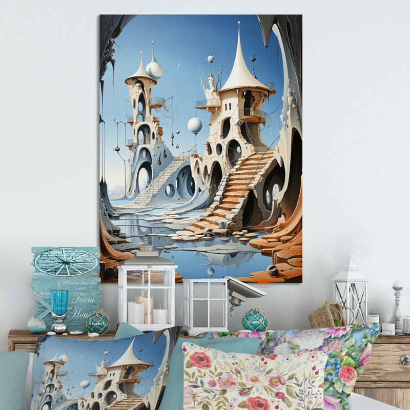 Fantasy Castle III - Châteaux, art mural en métal, H 20 po x l 12 po x P 1 po