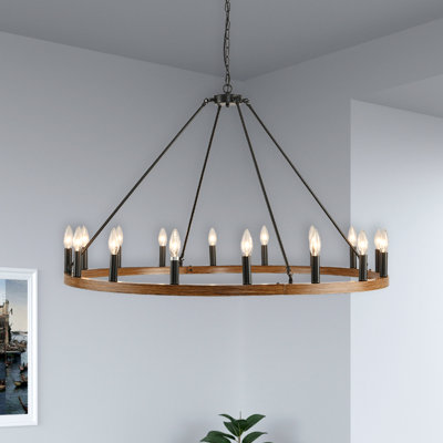 Mendy 16 - Light Dimmable Wagon Wheel Chandelier