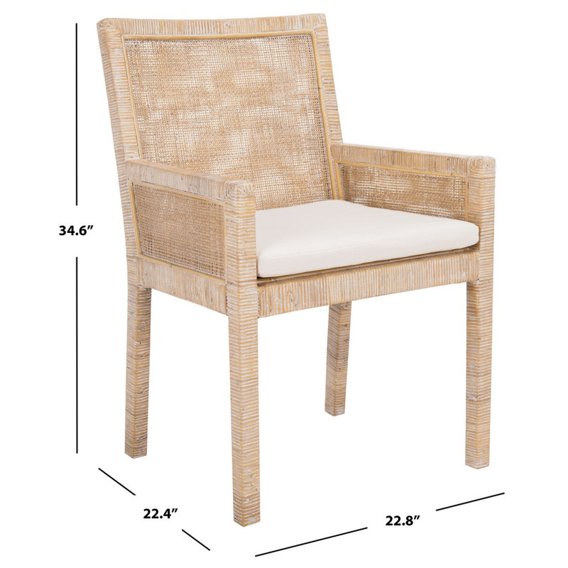 Chaise avec accoudoirs rembourrée Modern Modern Millican, Gris blanc délavé