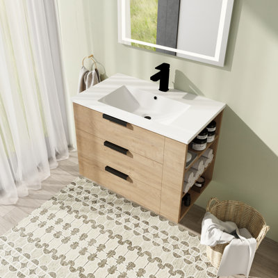 30'' Single Bathroom Vanity with Resin Top