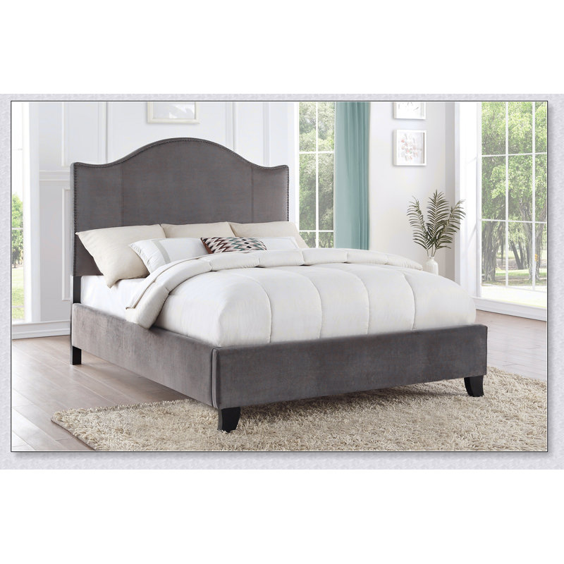 Tête de lit cloutée moderne en velours gris, Double