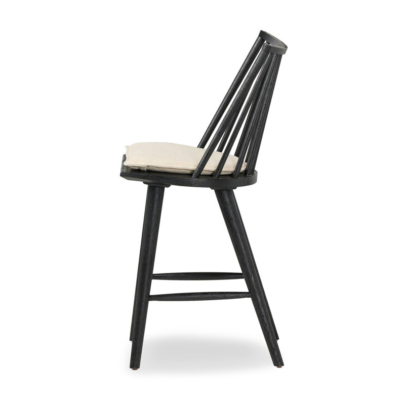 Lewis Windsor Stool With Cushion-Sandy Oak-Counter, Counter Stool (25.02” Seat Height), Black Oak