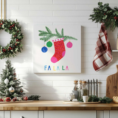 Cheerful Christmas Stocking I Print on Canvas