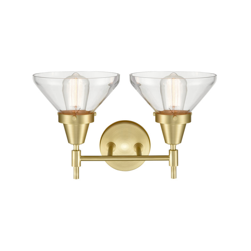 Éclairage de salle de bain à intensité variable 2 lumières Amede, Clair, Ampoule DEL 4 watts rétro, Laiton satiné