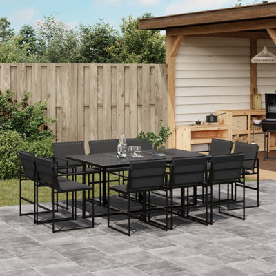  Table de salle à manger de jardin: noir; Chaise: noir; Coussins: gris foncé