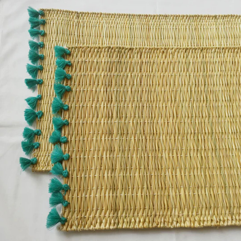 Napperon Lola avec pampilles, Turquoise