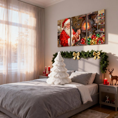 Ensemble de 3 reproductions d'art sur toile, décorations de père Noël