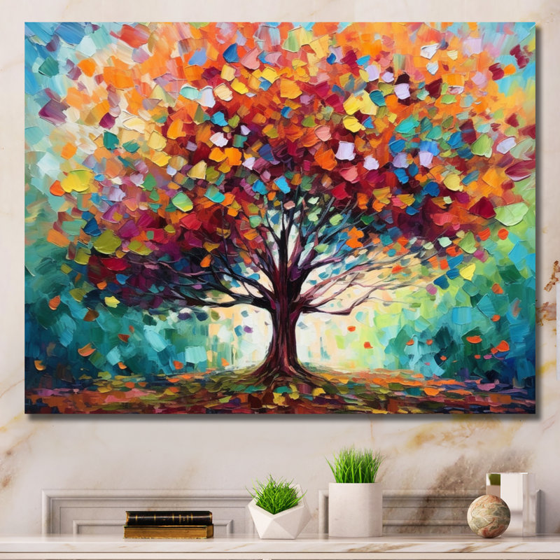 Art mural corail à la ferme I - Arbres, H 34 po x l 44 po, Sans cadre, Toile tendue