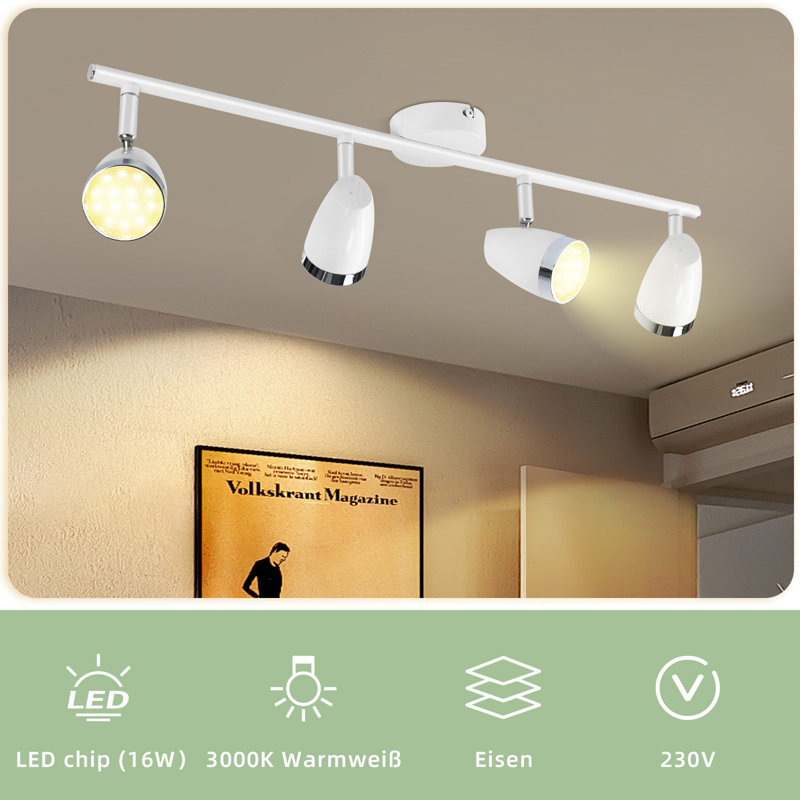 LED ceiling spotlight 4 flame modern 4W warm white 3000K, White