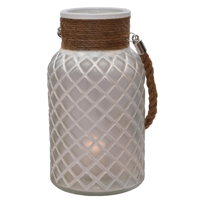 Lanterne porte-bougie en verre 10 po