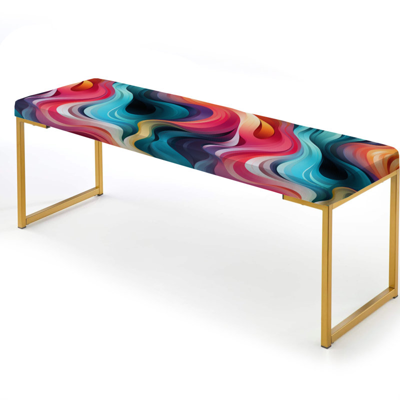 Colourful Poupart Groovy Gradient Canvas - Geometric Upholstered Gold Bench