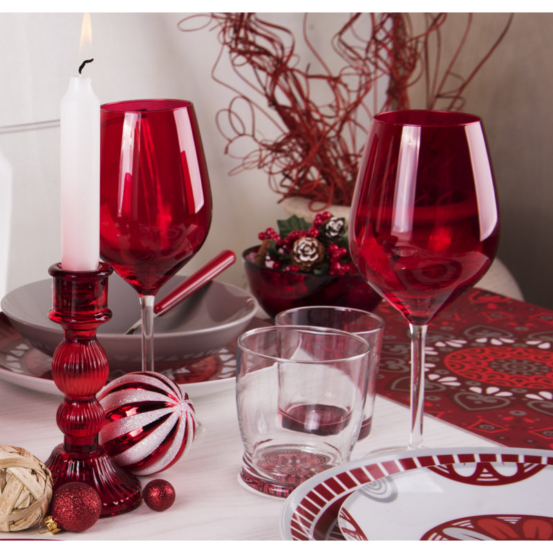 Mandala Red 340ml Drinking Glass Set