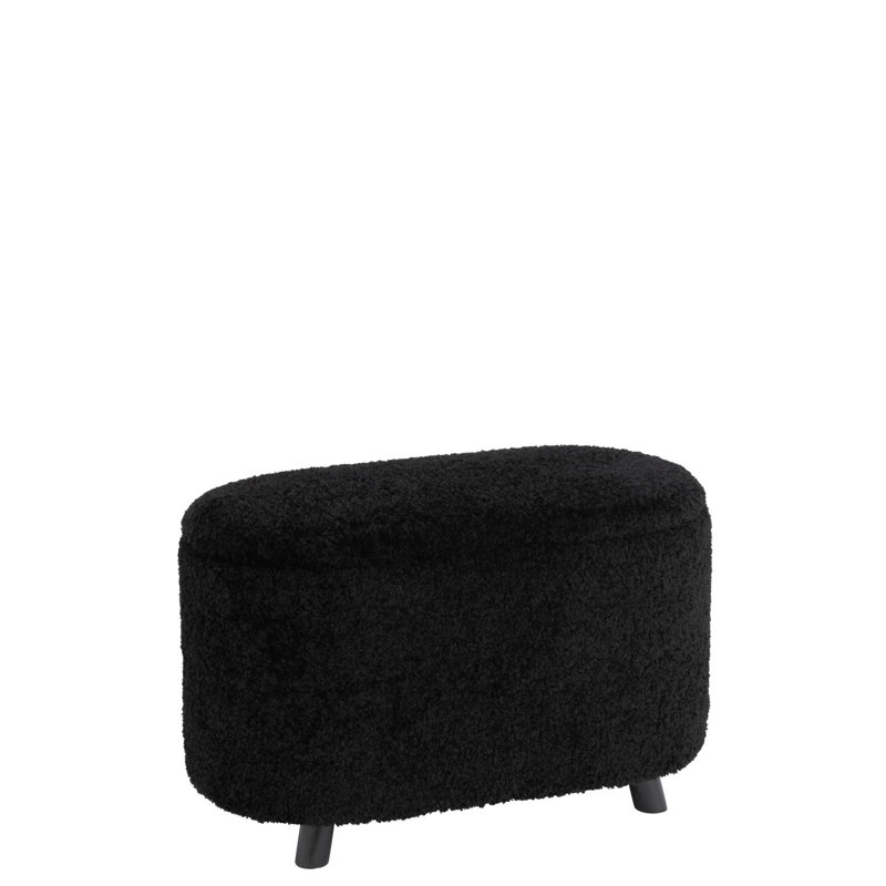 Glinski 80cm Wide Oval Solid Colour Ottoman with Storage, Black