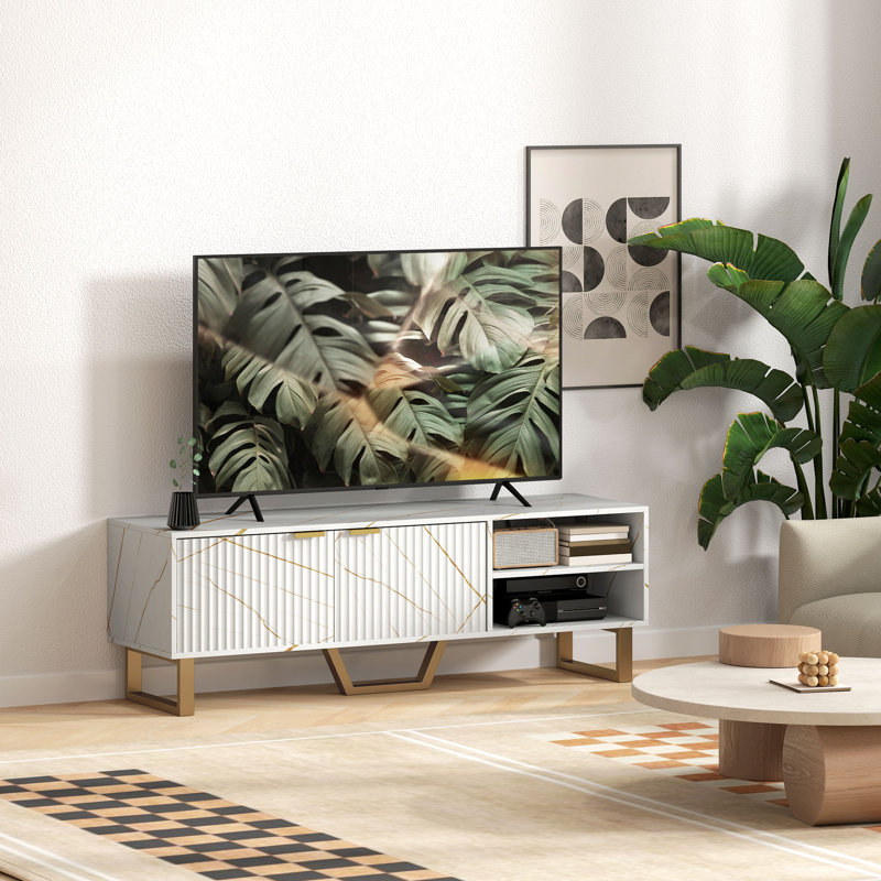 HOMCOM Marble Effect TV Unit for up to 70" Television, White