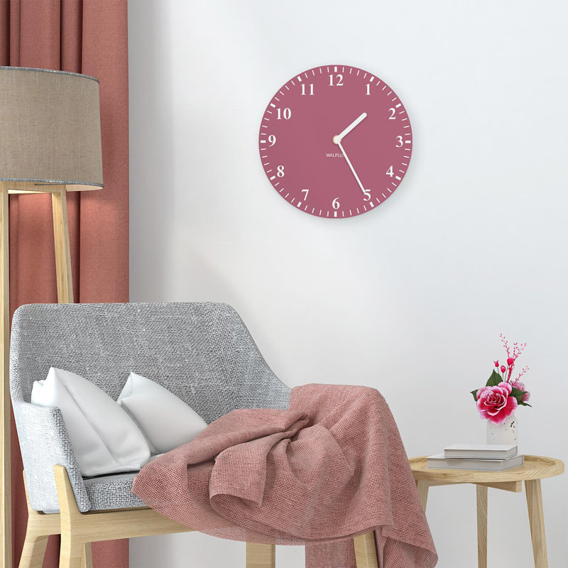 Solid Color Classic MDF Wall Clock, Burgundy