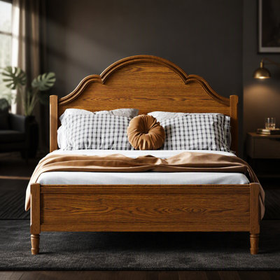 Wood Platform Bed with Headboard and Footboard
