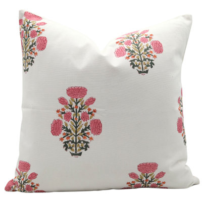 Floral Cotton Outdoor Reversible Pillow Cover
