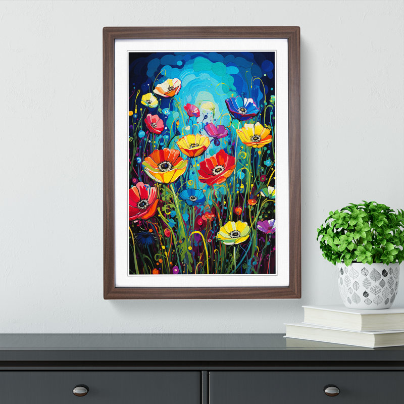 Wildflowers Pop - Framed Print, 34cm H x 25cm W x 2cm D, Walnut