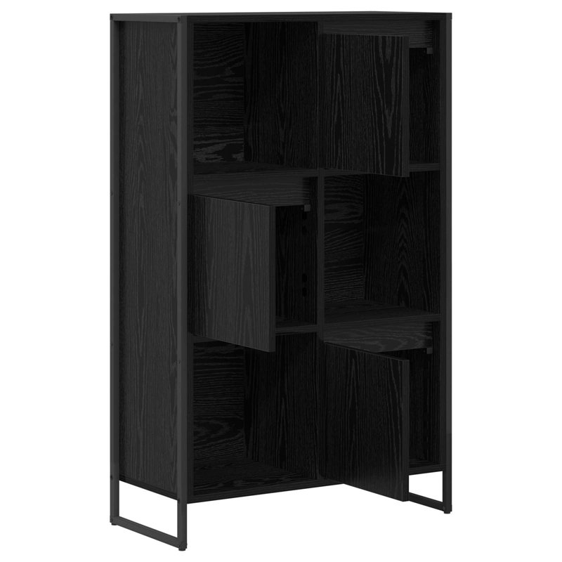 108cm H x 68cm W Steel Book Cabinet Bookcase, Black Oak