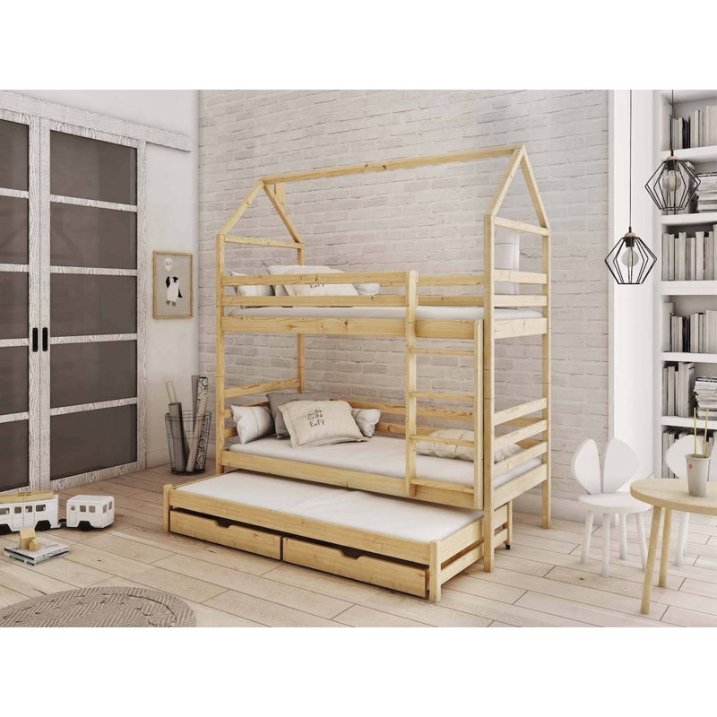 Glengarry 90 X 190cm Bunk Bed with Storage Included with Trundle Included, Pine
