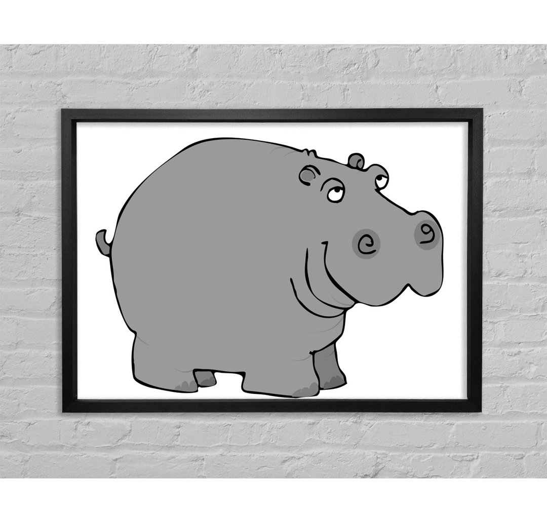 Big Fat Hippo White - Einzelner Bilderrahmen Kunstdrucke auf Leinwand