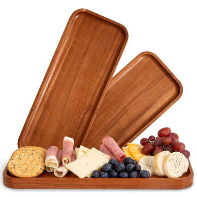 Solid Acacia Wood Serving Trays, 3pcs