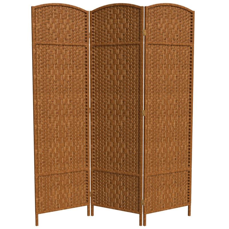 Paravent pliant en bambou / rotin Broch, Beige foncé, 3