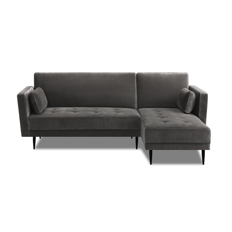 Brutus Velvety Reversible Corner Sofa Bed, Mink Grey