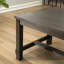 Ensemble de table de salle à manger 7 pièces en bois au fini noir antique avec 6 chaises en similicuir brun-131989506
