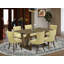 L'ensemble de table 7 pièces contient une table rectangulaire en lin blanc et 6 chaises de cuisine Limelight en tissu lin - finition jacobine patinée-606615735
