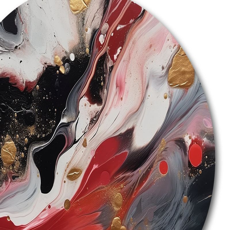 Décoration murale en marbre rouge et noir Whispers III - marbre abstrait, H 29 po x l 29 po x P 1 po