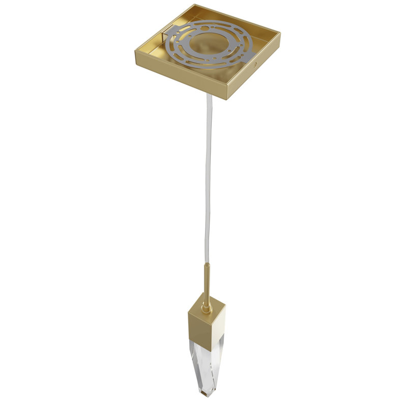 Mini-luminaire suspendu 1 lumière DEL Aspen, Laiton brossé, Transparent Aspen K9, Transparent