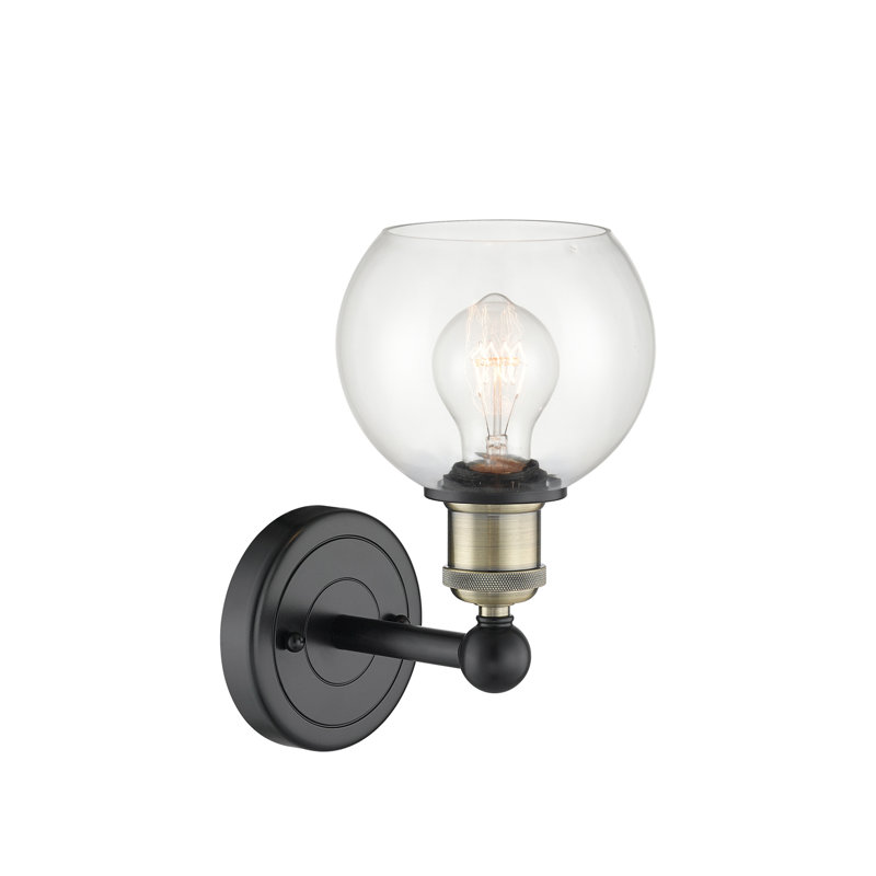 Cheboygan Armed Sconce, Clear, Black Antique Brass