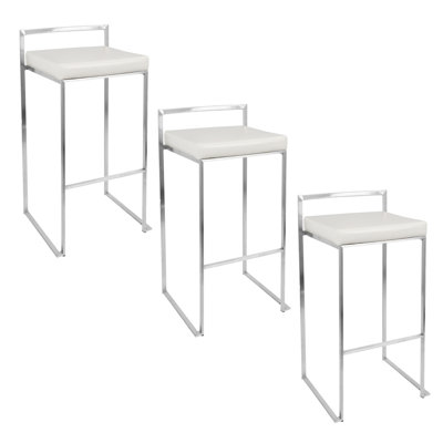 Tabourets de bar contemporains empilables de 30 pouces en acier inoxydable avec coussins en similicuir | Idée de cadeau