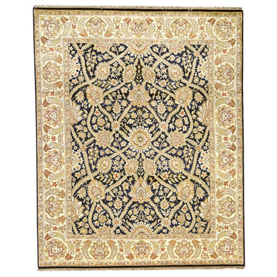 Tapis noir et doré de haute qualité noué à la main