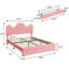Structure de lit DEL avec tête de lit ondulée réglable et tiroir de rangement, lit plateforme tapissier pour enfants Princess-674776315-674776316