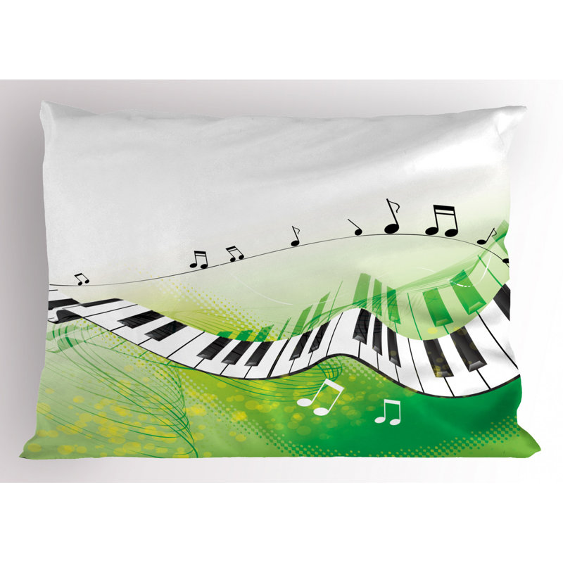 Black/Green/Yellow Polyester Microfiber Piece Sham , Twin