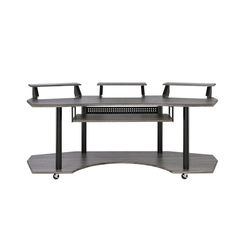 83" Dark Oak Desk - Functional Storage & Style Music Recording Black Construction