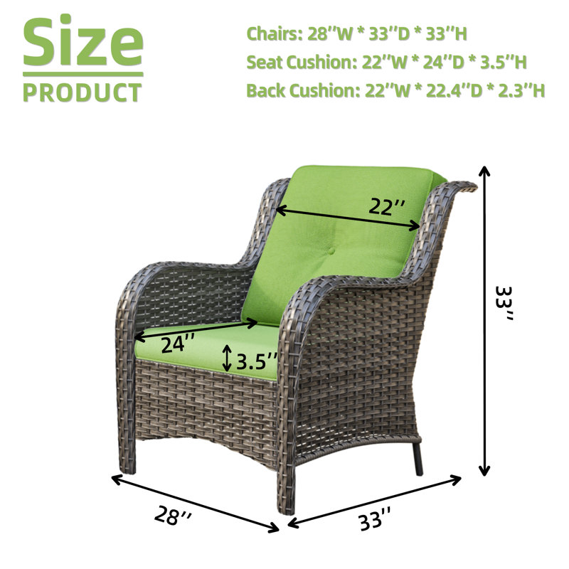 Ragne Wicker Outdoor Lounge Chair, Green
