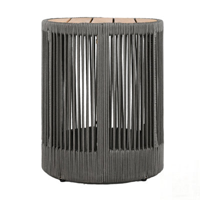 Outdoor Rattan Rope & Acacia Wood Side Table - Patio Balcony Furniture for Garden, Yard, Balcony - Weather Resistant and Durable
