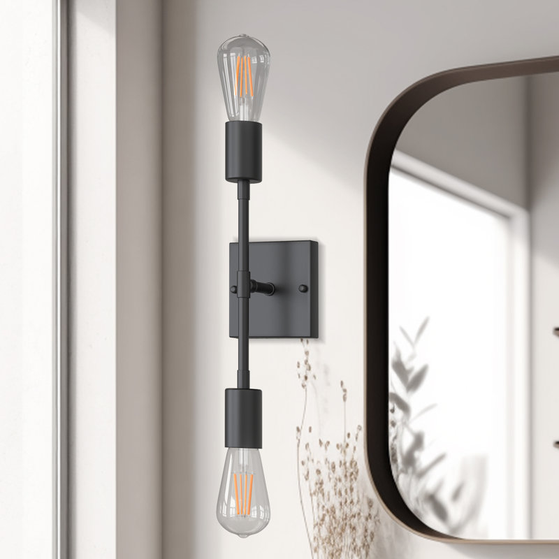 Éclairage de salle de bain moderne à 2 lumières à intensité variable noir mat Breeonna