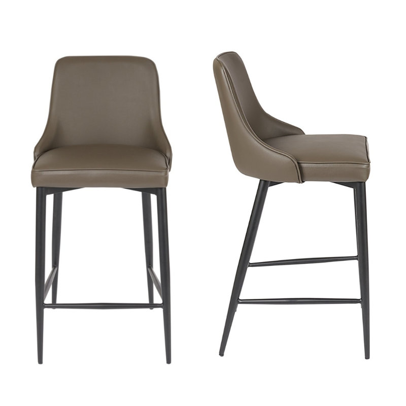 Alamea Upholstered Counter Stool with Metal Frame, Taupe