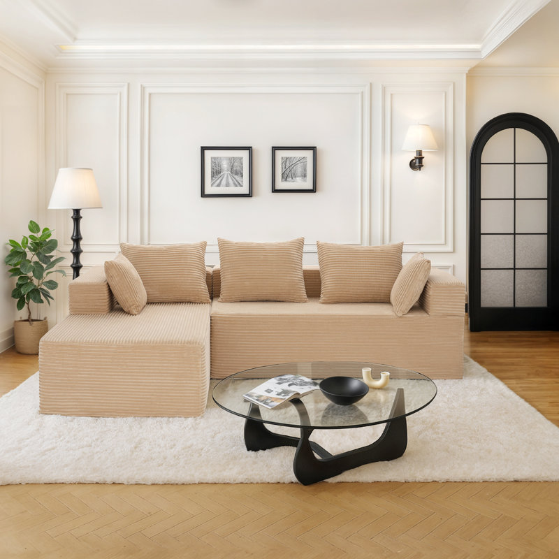Boneless 105" Oversized L-Shaped Sectional Sofa – Modern Modular Cloud Couch, Boneless Deep Seating Sofa for Living Room, No Assembly Required, Soft Corduroy Fabric