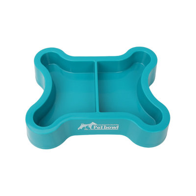 Double bols à eau antidérapants 7,8 x 6,1 x 1,5 po pour chien et chats, bleu