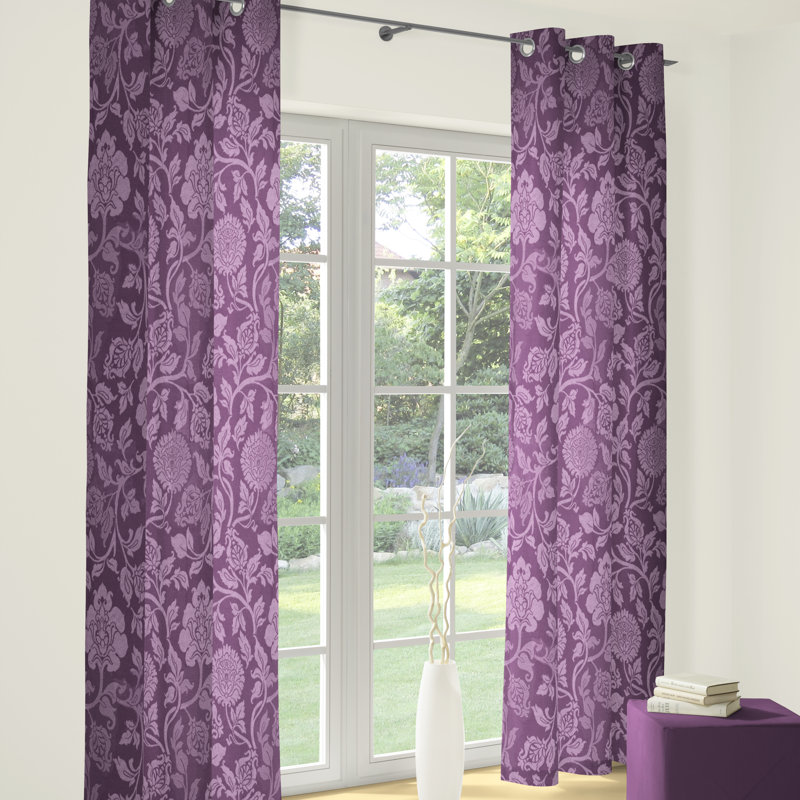 Loman Synthetic Eyelet Single Curtain Panel, opaque, 132cm Width x 225cm Drop, Purple